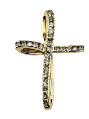 14K Yellow Gold Diamond Cross Pendant #25140